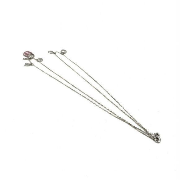 Chole Silver Double Layered Charm Necklace with Rhinestones - Picture 4 of 11